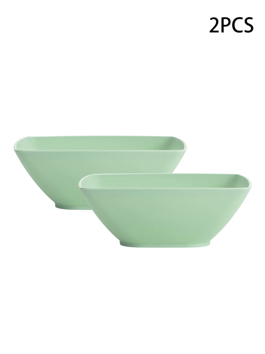 2 / 6 / 12 Piece Reusable Large Plastic Green Square Bowls Ideal For Soup Noodles Oatmeal