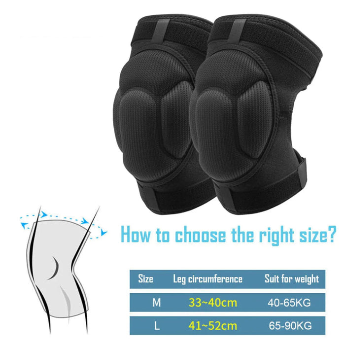Pair of Adjustable Black Knee Pads For Sports Anti Slip Sponge Support
