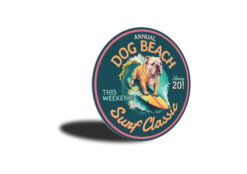 Dog Beach Surf Classic Sign Canine Surfing Event Decor