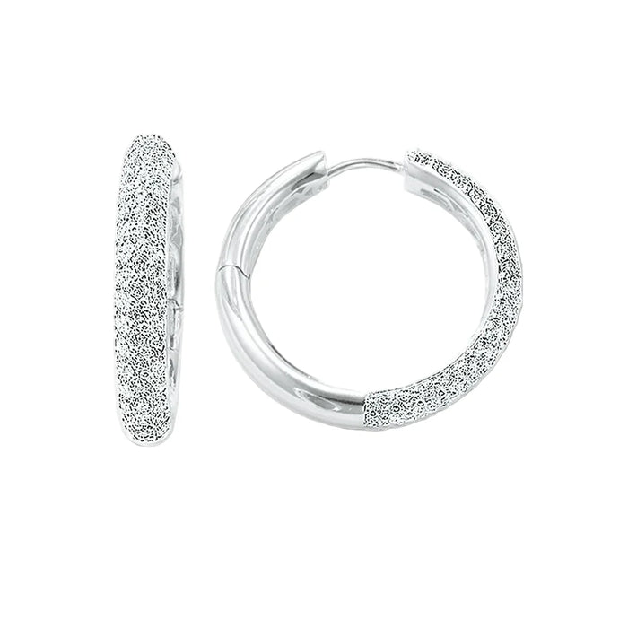 925 Sterling Silver Hinged Hoop Creole Pave Earrings Europe Style Glam Fashion Jewelry For Women