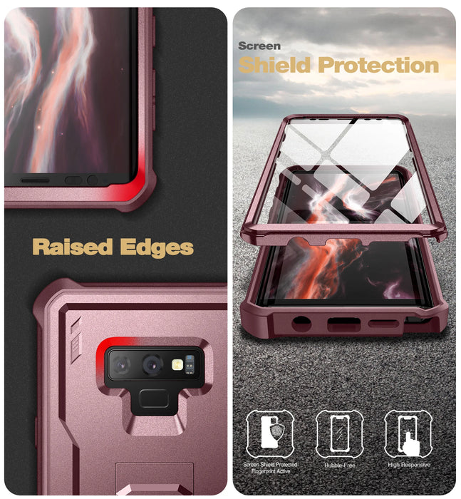 For Samsung Galaxy Note 9 Shockproof Holder Shell Armor Rugged Military Bracket Case With Built-In Screen Protector