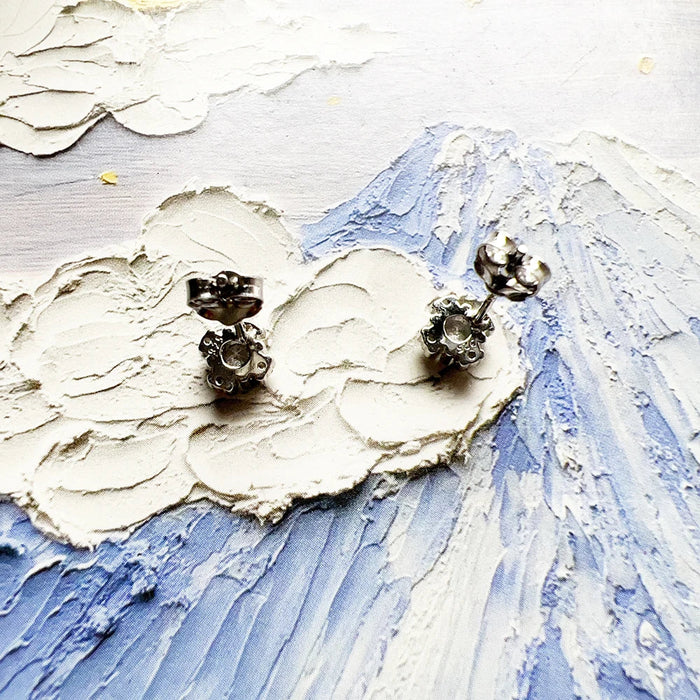 925 Sterling Silver White Zircon Ear Studs For Women