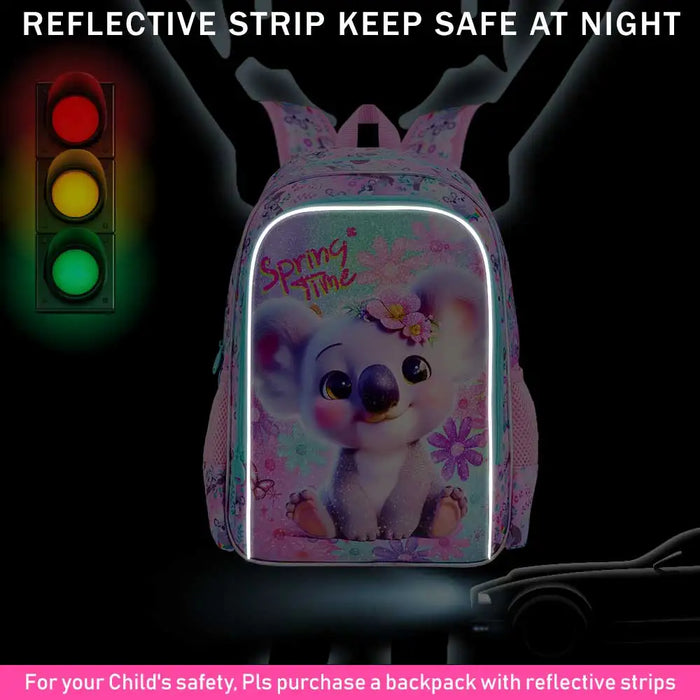 3 Piece Girls Backpack Set 16 Inch Koala Design For Elementary School