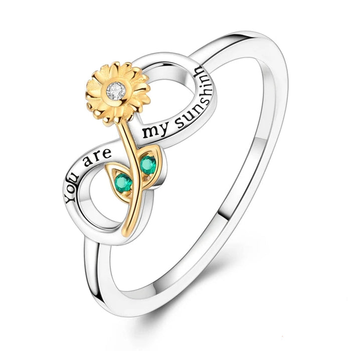 925 Sterling Silver Sunflower Ring Simple & Elegant Eternity Band For Women