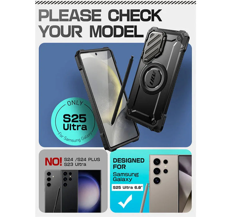 For Samsung Galaxy S25 Ub Mag Xt Heavy Duty Magnetic Case With Ultra Camera Cover Kickstand
