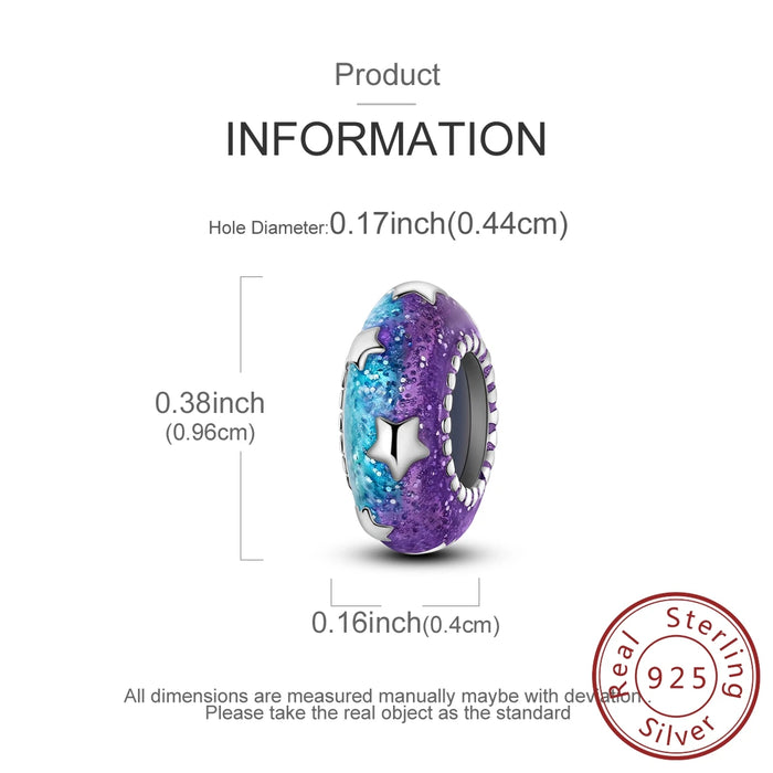 925 Sterling Silver Starry Night Clip For Bracelet & Necklace Diy