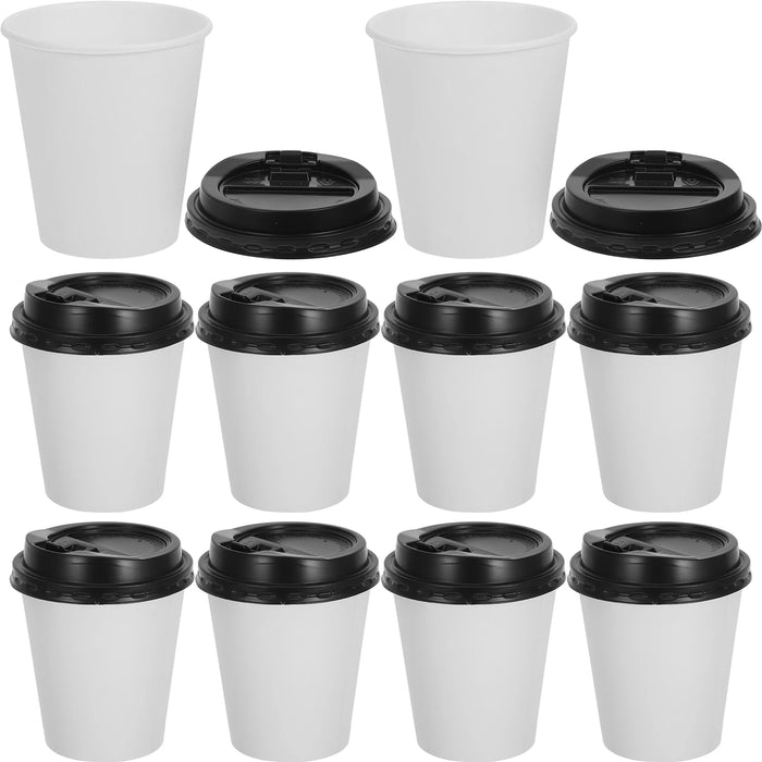 50 Disposable Coffee Cups Insulated Double Layer Paper Milk Tea Cafes Parties