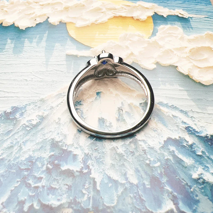 925 Sterling Silver Blue Flower Ring European Style Fine Jewelry For Women Trend