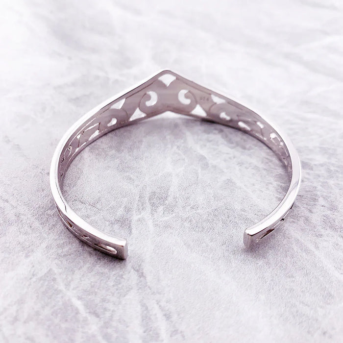 925 Sterling Silver Maori Ornament Bangle Ethnic For Women