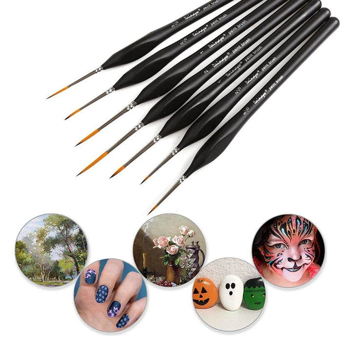 7 Piece Fine Detail Paint Brush Set For Art Acrylic Watercolour Oil Models