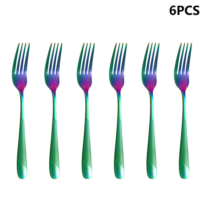 4 / 6 / 16 / 24 Piece Colourful Stainless Steel Tableware Set Star Diamond Series Includes Knife Fork Spoon Western Style