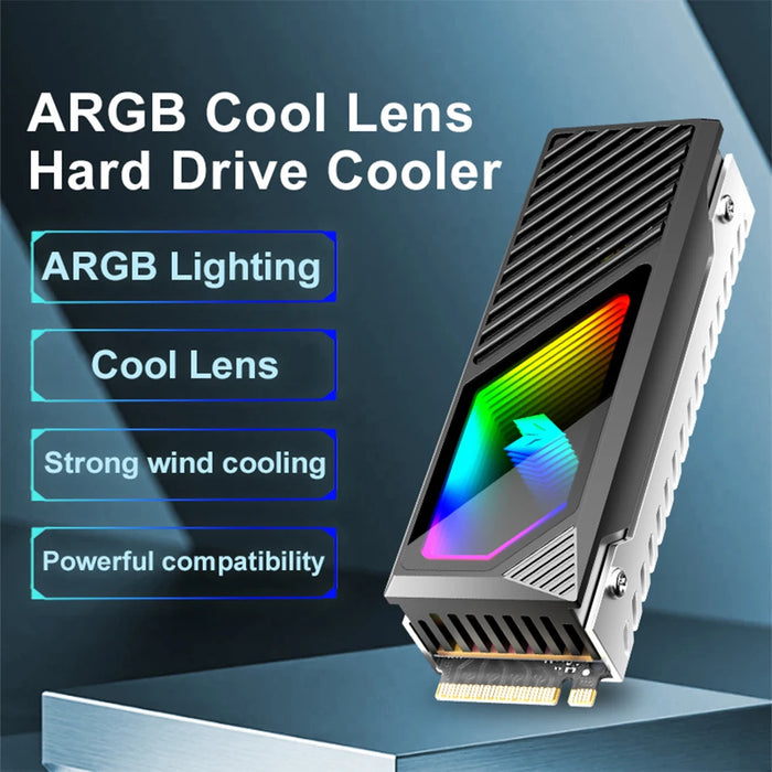 Rgb M.2 2280 Ssd Heatsink M.2 Radiator 5V 3 Pin Argb Solid State Drive Cooler Built-In Fan Hard Drive Heatsink For M.2 2280 Ssd