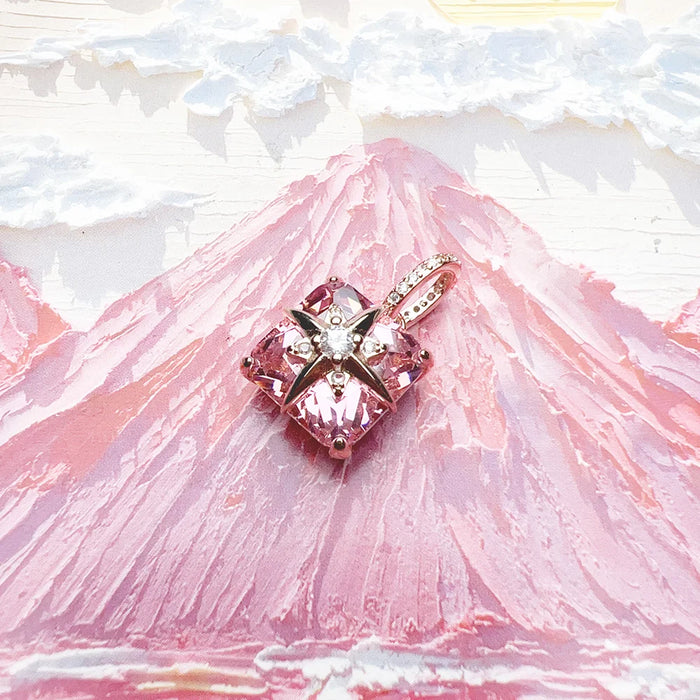 925 Sterling Silver Romantic Rose Gold Star Pendant With Stone Fashion Jewelry For Women