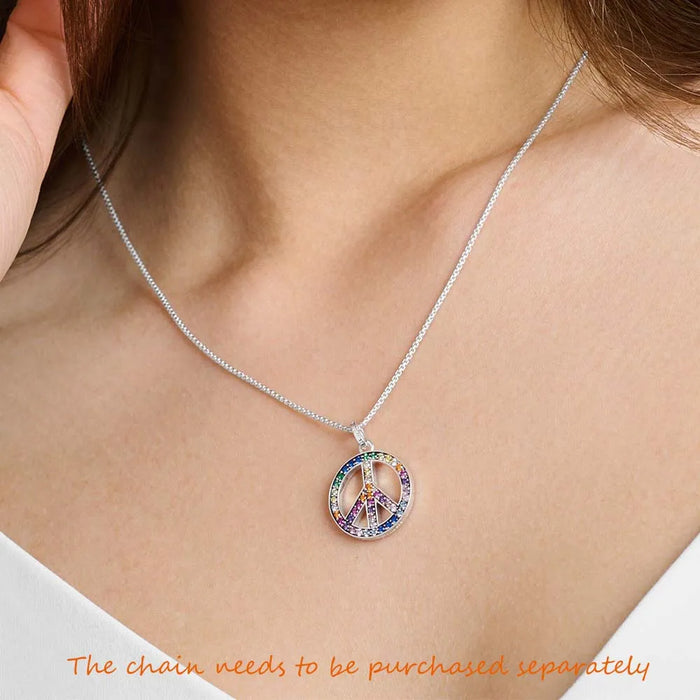 925 Sterling Silver Colourful Peace Pendant Fine Jewelry For Men & Women