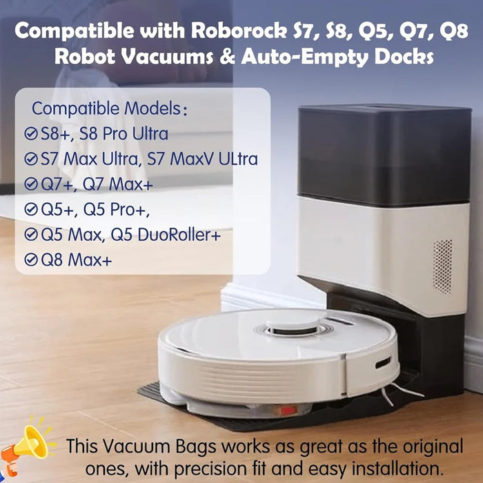 16 Pieces Dust Bags For Roborock S8 Pro Ultra S8+ Q7+ Q7 Max+ Q8 Max+ Robot Vacuum 3.6 L Large Capacity Disposable Bag