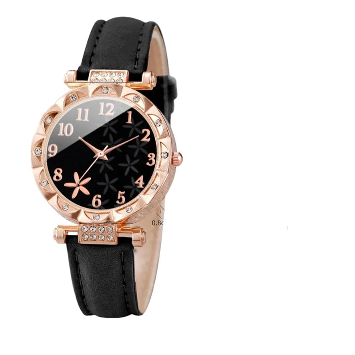 6 Piece Floral Dial Quartz Watch Bracelet Set - Without Box