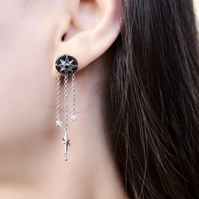 925 Sterling Silver Earrings With Stones Europe Fine Jewelry For Women Lucky