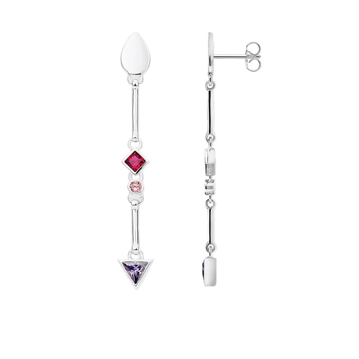 925 Sterling Silver Boho Geometric Drop Earrings In Multicolour Stone Europe Style Karma Good Fine Jewelry For Women