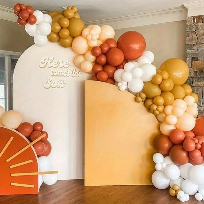 136Pcs Retro Nude Orange Yellow Balloon Set Sunshine Theme Birthday Brilliant Party Anniversary Party Wedding Decoration
