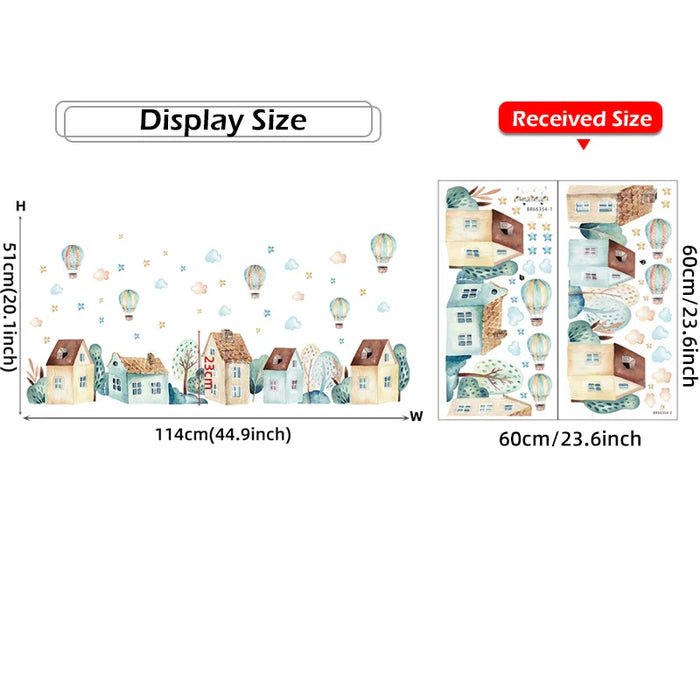 Colourful Hot Air Balloon Wall Stickers For Kids Room Decor