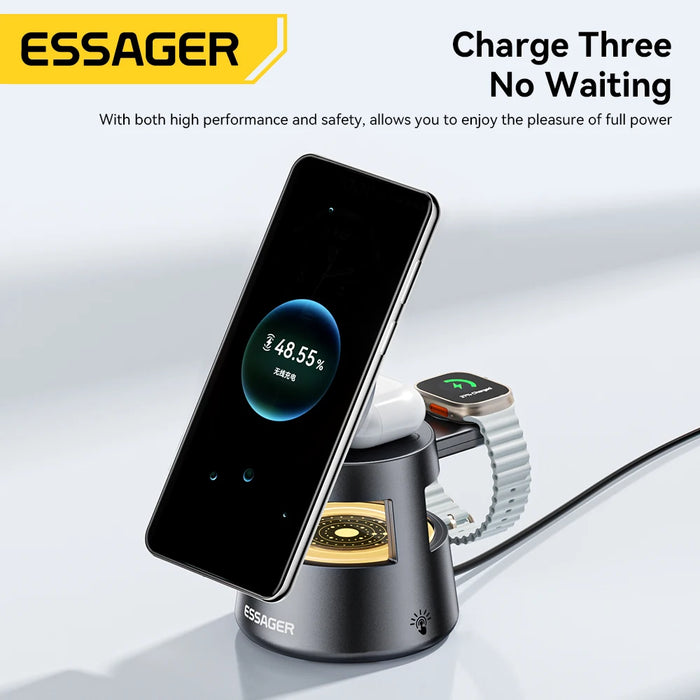 4 In 1 Magnetic Wireless Charger Stand For Iphone 16 15 14 13 12 Apple Watch 9 8 Airpods Pro 15W Fast Charging Station