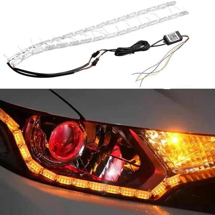 2Pcs Led Headlight Drl Daytime Running Light Strip Angel Eye Turn Signal Lamp