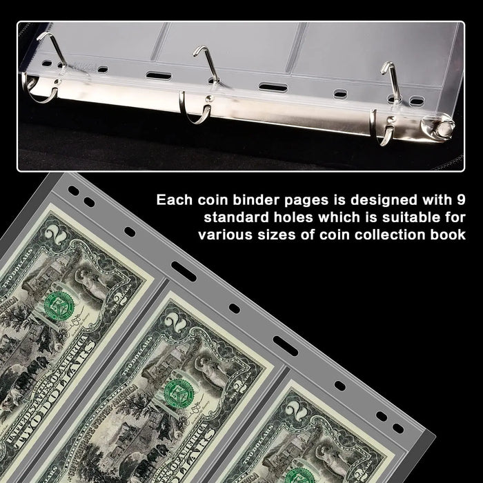 200 Pocket Coin Collection Book 30 Sleeve Paper Money Display Case