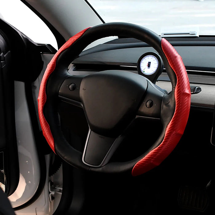 Non-Slip Carbon Fiber Steering Wheel Cover Universal Fit