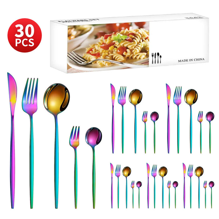 30 Piece Stainless Steel Cutlery Set For Dining Banquets