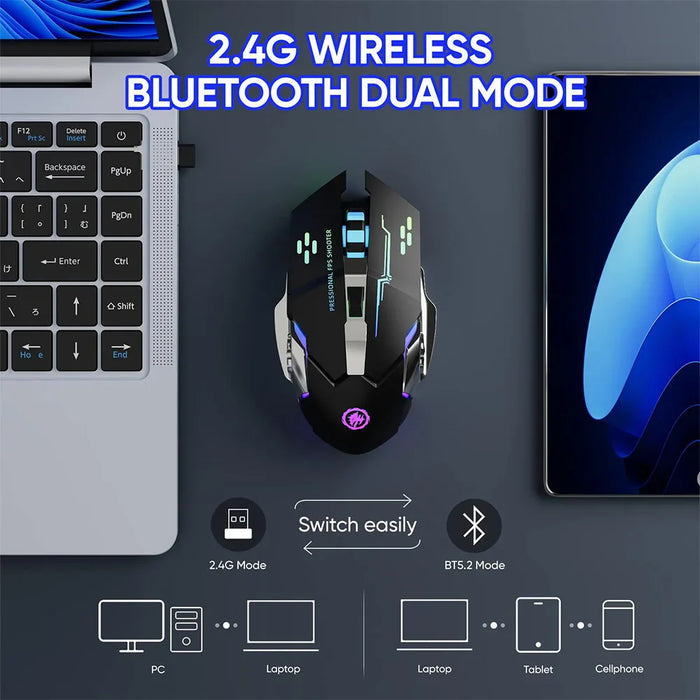 Rechargeable Bluetooth Gaming Mouse Silent & Backlit Pc / Laptop