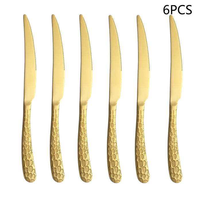 4 / 6 / 16 / 24 Piece Gold Stainless Steel Tableware Set For Family Dining