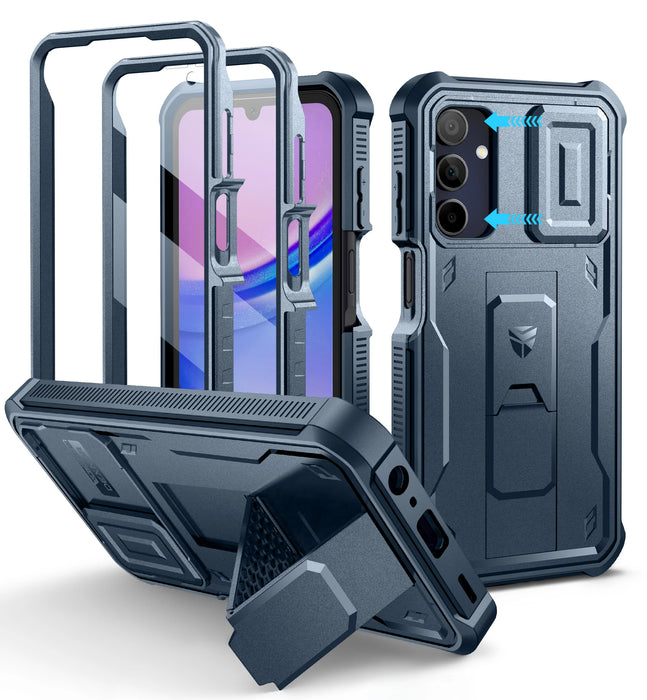 For Samsung Galaxy A15 6.5 Inch Full Body Rugged Case With Camera Case & Built-In Screen Protector Kickstand