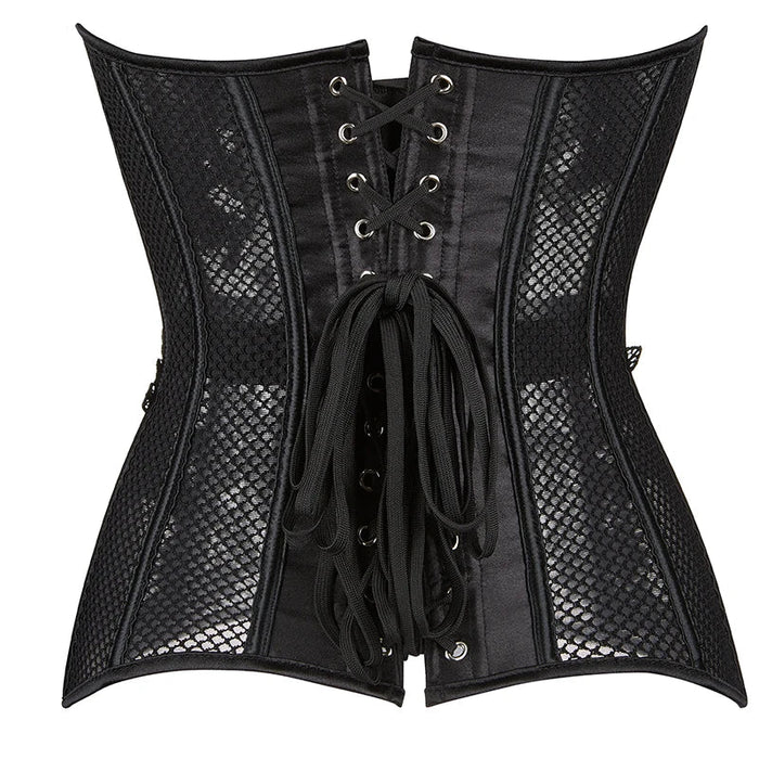 Women 16 Plastic Lace Up Boned Mesh Net Corset Slimming Hourglass Body Shaper S-6Xl