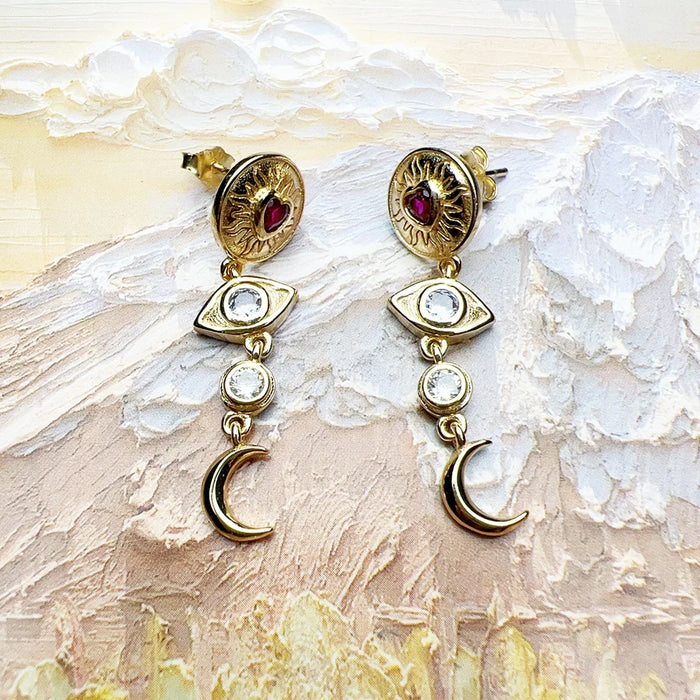 925 Sterling Silver Romantic Gift Drop Earrings Cosmic Talismans For Women