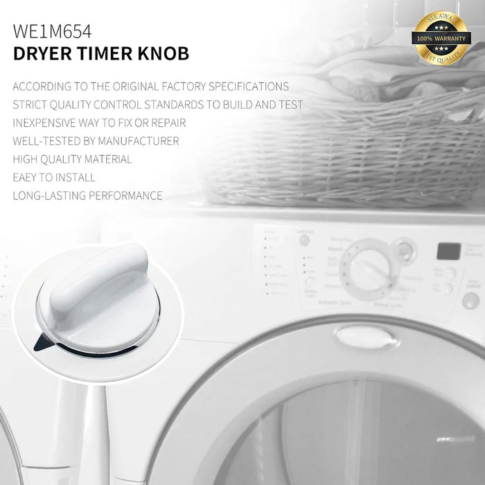 2 Pack We1M654 Dryer Timer Knob Compatible With Ge & Hotpoint Dryers Ap3995098 We01M0443 We1M443 1264290