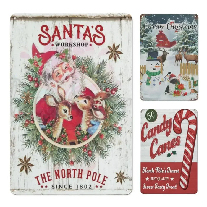 Retro Merry Christmas Metal Sign For Home Decor