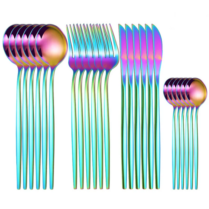 24 Piece Golden Stainless Steel Flatware Set