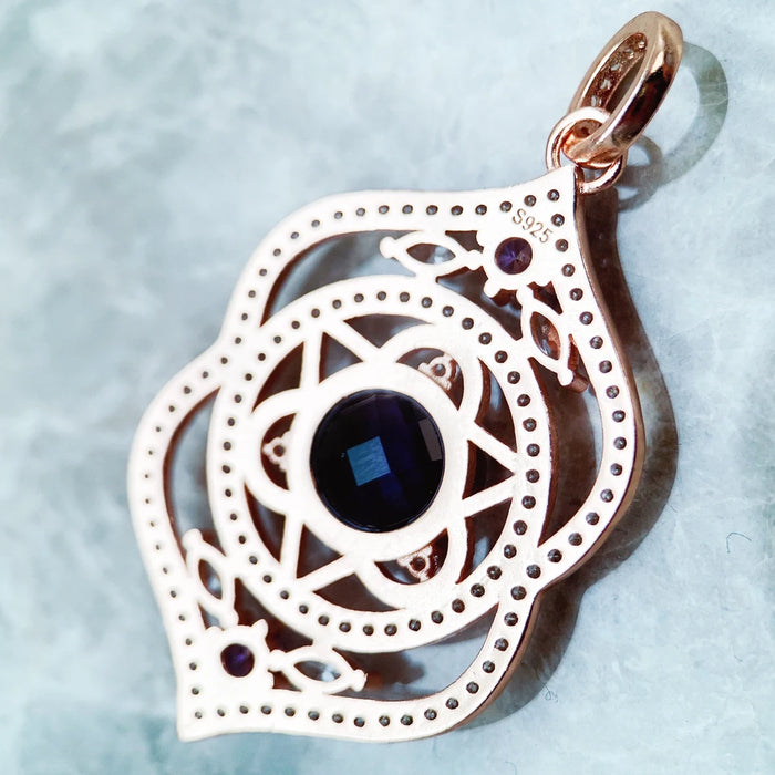 925 Sterling Silver Rose Gold Pendant Third Eye Chakra Fashion Jewelry For Women
