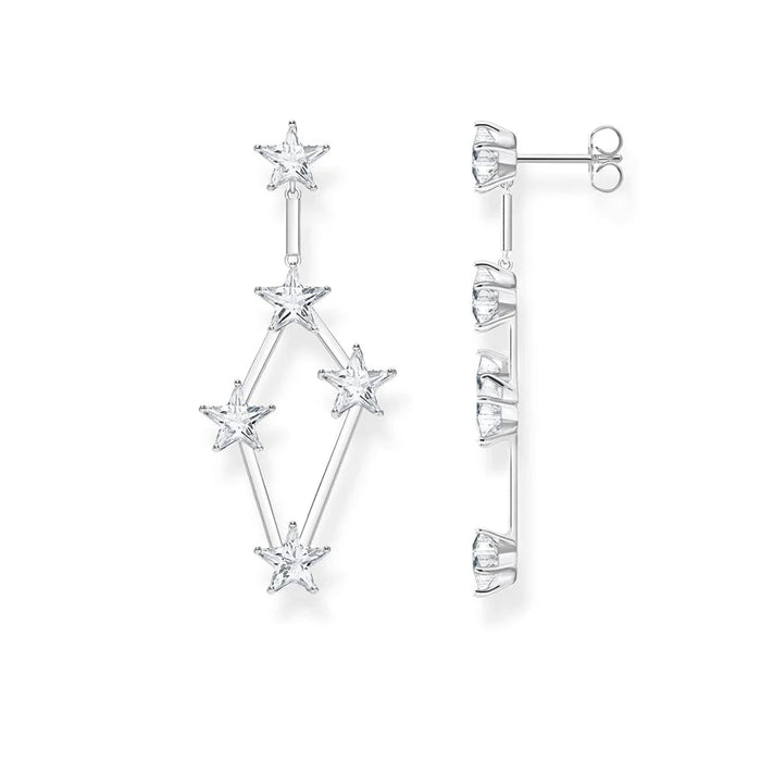925 Sterling Silver Sparkling Star Drop Earrings Fine Statement Jewelry For Women