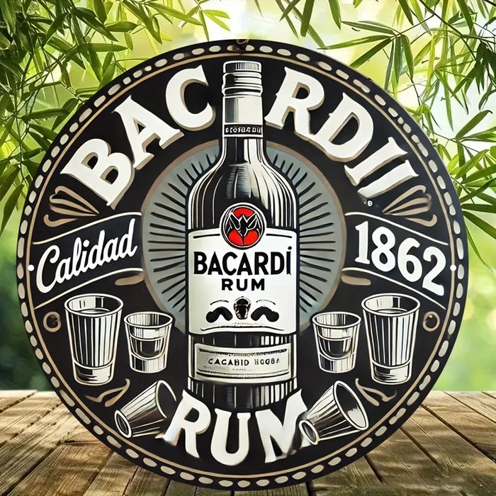 Vintage-Style 2D Aluminum Sign Bacardi Rum Design Durable Metal