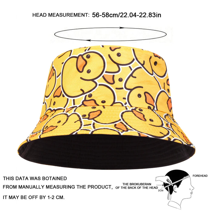 Double Sided Unisex Duck Print Bucket Hat For Outdoor Sun Protection