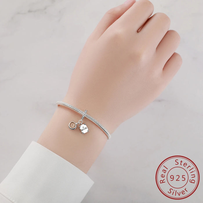 925 Sterling Silver Coffee Cup Book Pendant Fits Bracelet Women Diy Gift