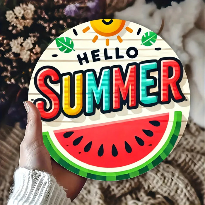 Summer Watermelon Round Metal Sign Versatile Decor For Home & Garden