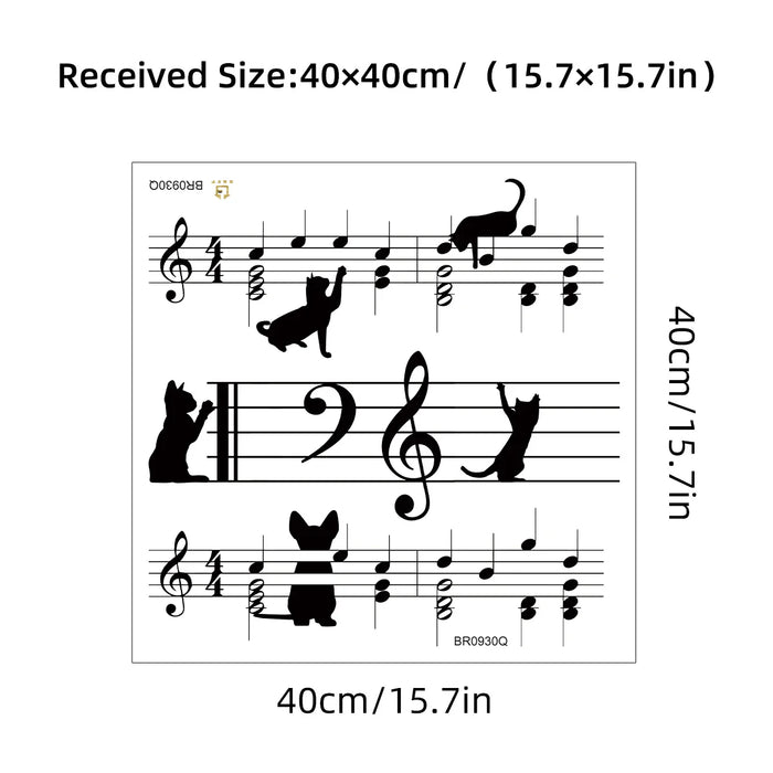 Music Cat Wall Decals For Kids Room Decor