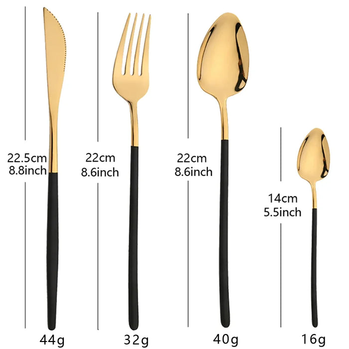 24 Piece Gold Stainless Steel Flatware Set