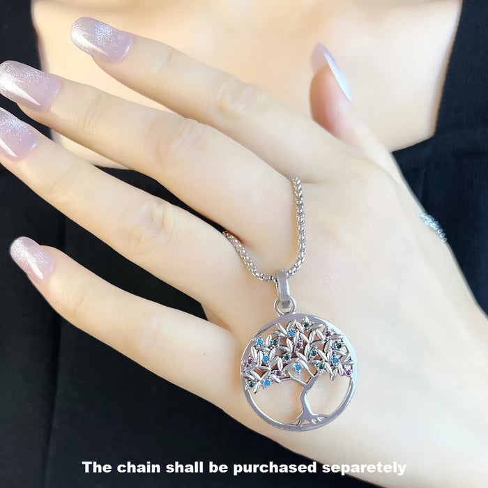 925 Sterling Silver Bohemia Nature Colourful Tree Pendant Happy Gift For Women