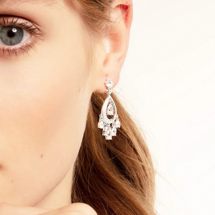 925 Sterling Silver Romantic Water Drop Stud Earrings