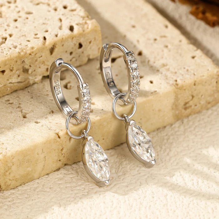 925 Sterling Silver 0.5Ct D Colour Moissanite Hoop Earrings In For Women