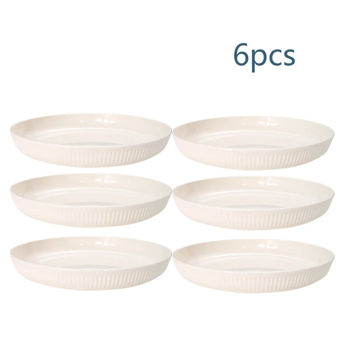 2 / 4 / 6 Piece Reusable Beige Plastic Plates