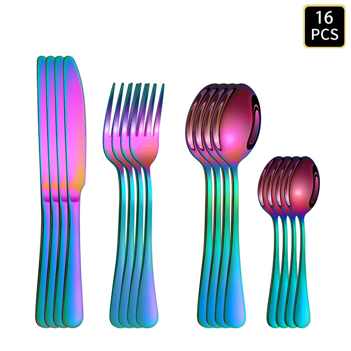 4 / 16 / 24 Piece Stainless Steel Cutlery Set Round Handle Wedding / Hotel